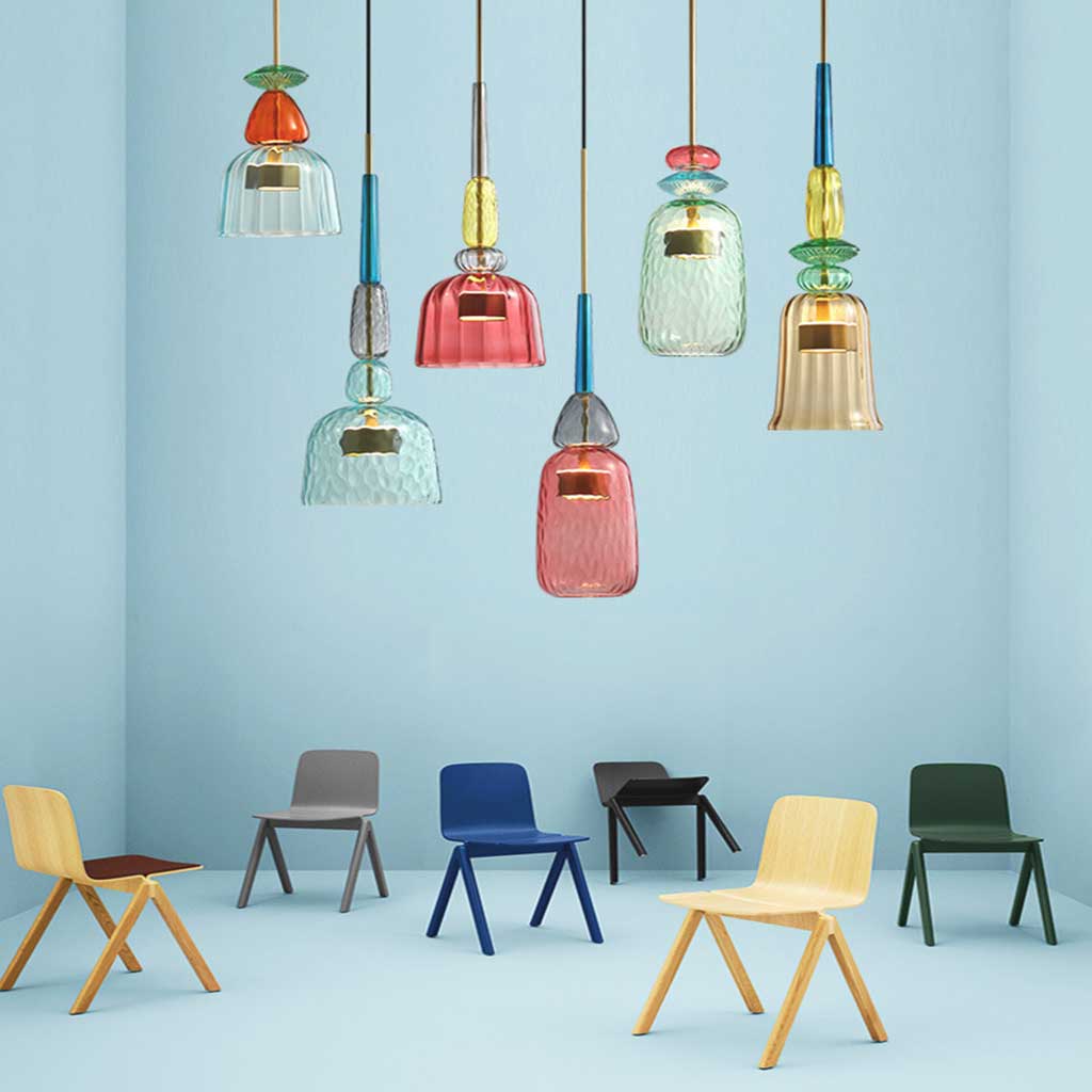 Noordse kleurrijke glas-in-lood hanglamp | VAXLAMP