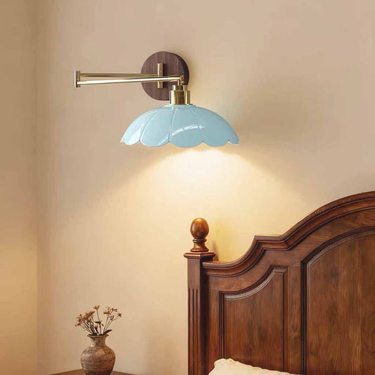 Swing Arm Flower Glass Wall Sconce