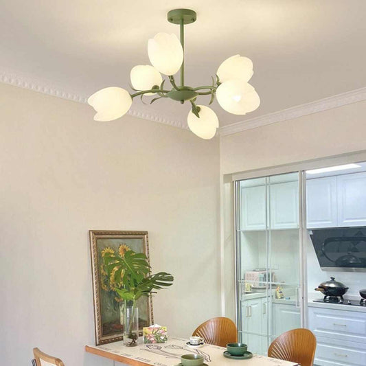 Tulip Flower Glass Shade  Chandelier
