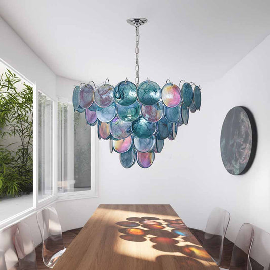 Iridescent Disc Glass Chandelier