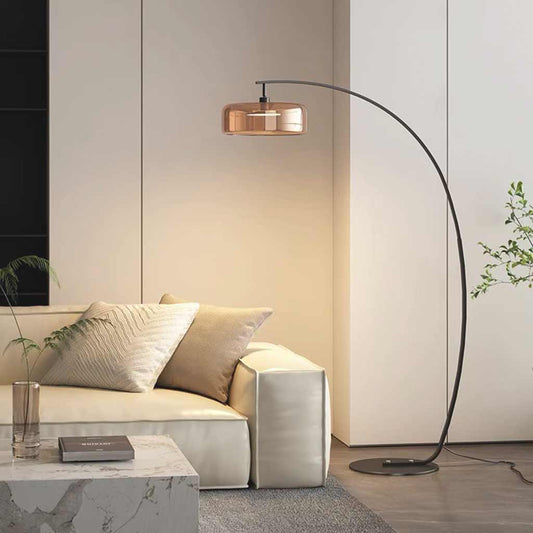 Amber Glass Arc Floor Lamp