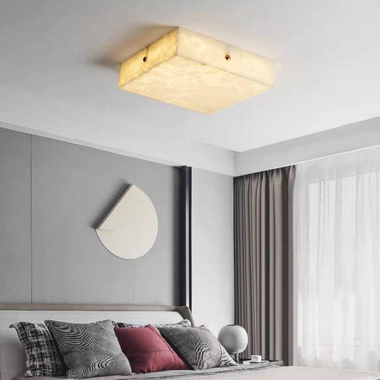 Square Alabaster LED Flush Mount Ceiling Light