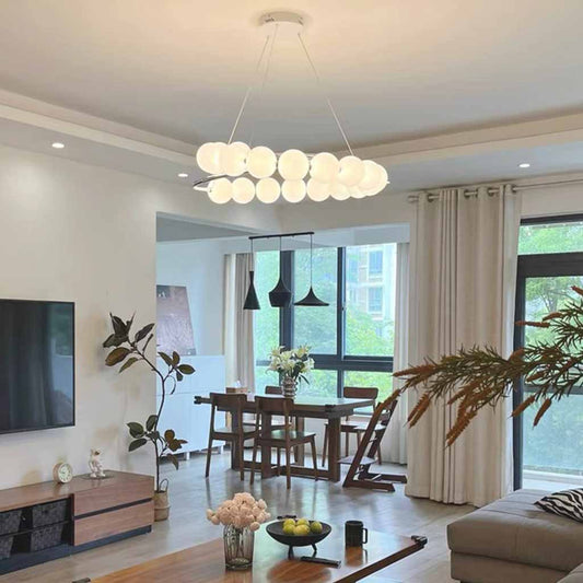 Modern Cloud Shape Milk Glass Sphere Chandelier