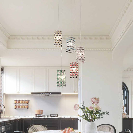 Colored Crystal Cylinder Pendant Light
