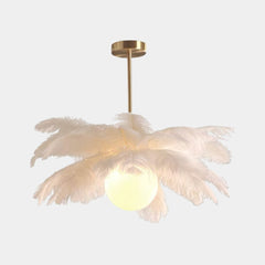 Chandelier Ceiling Light Ostrich Feather, White