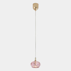 Petite suspension LED ronde en cristal de luxe rose