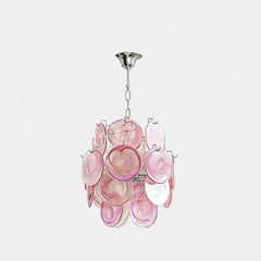 Modern Murano Glass Disc Chandelier - Pink