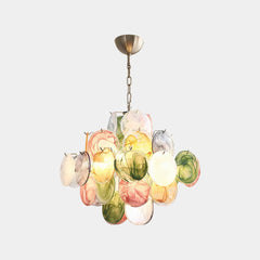 Tiered Multi-Colored Murano Glass Disc Chandelier