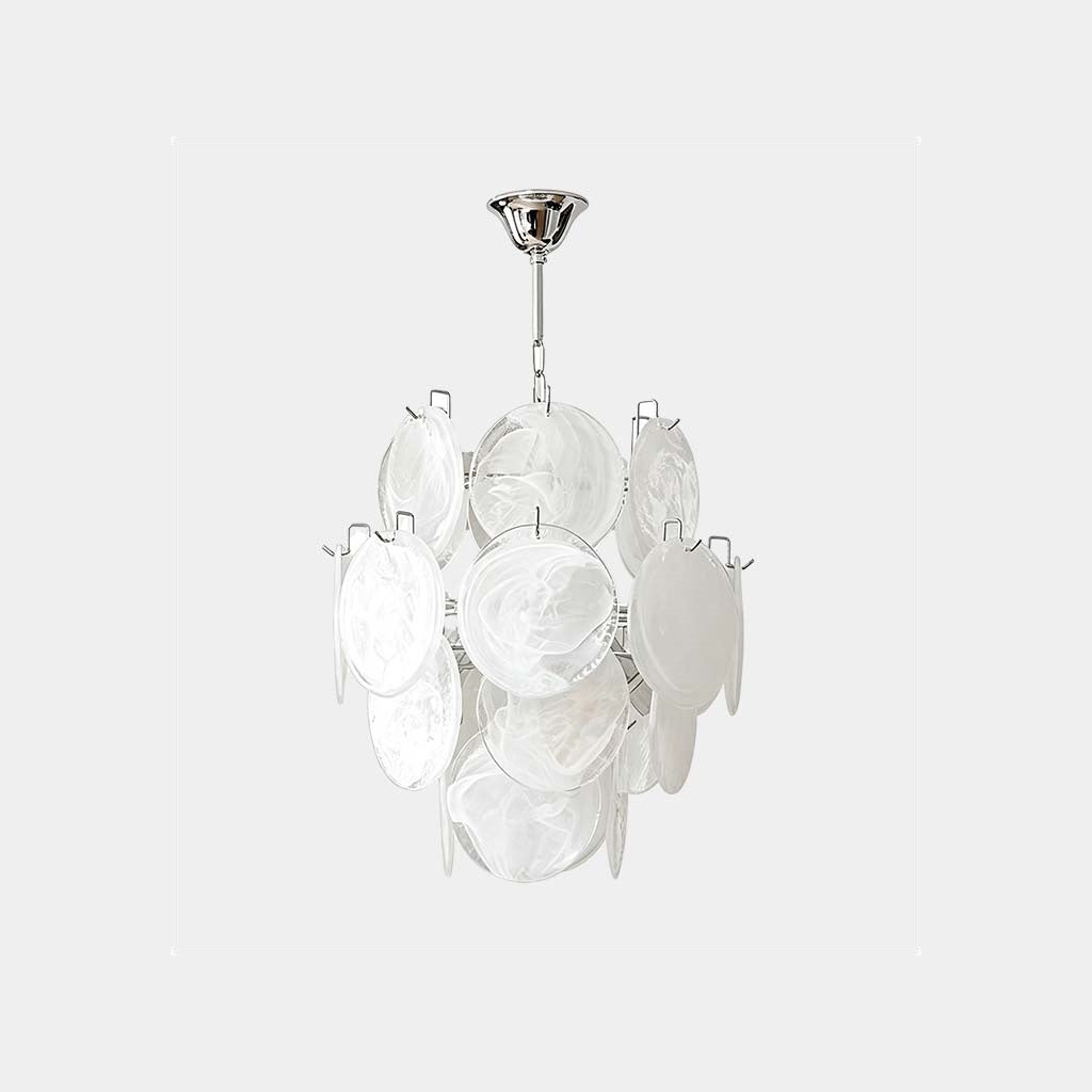Modern Murano Glass Disc Chandelier White