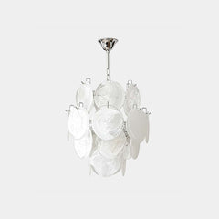Modern Murano Glass Disc Chandelier White
