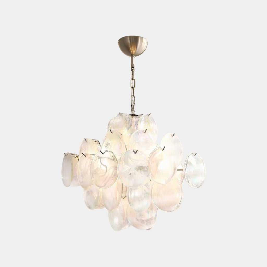 Tiered Multi-Colored Murano Glass Disc Chandelier White
