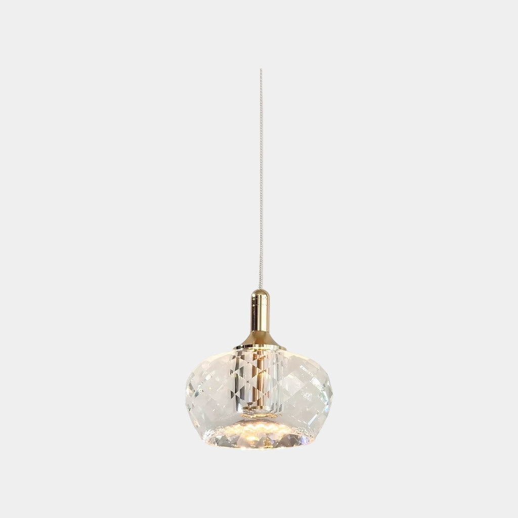 Petite suspension LED ronde en cristal de luxe transparente