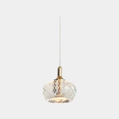 Petite suspension LED ronde en cristal de luxe transparente