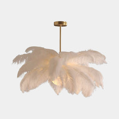 Chandelier Ceiling Light Ostrich Feather, White