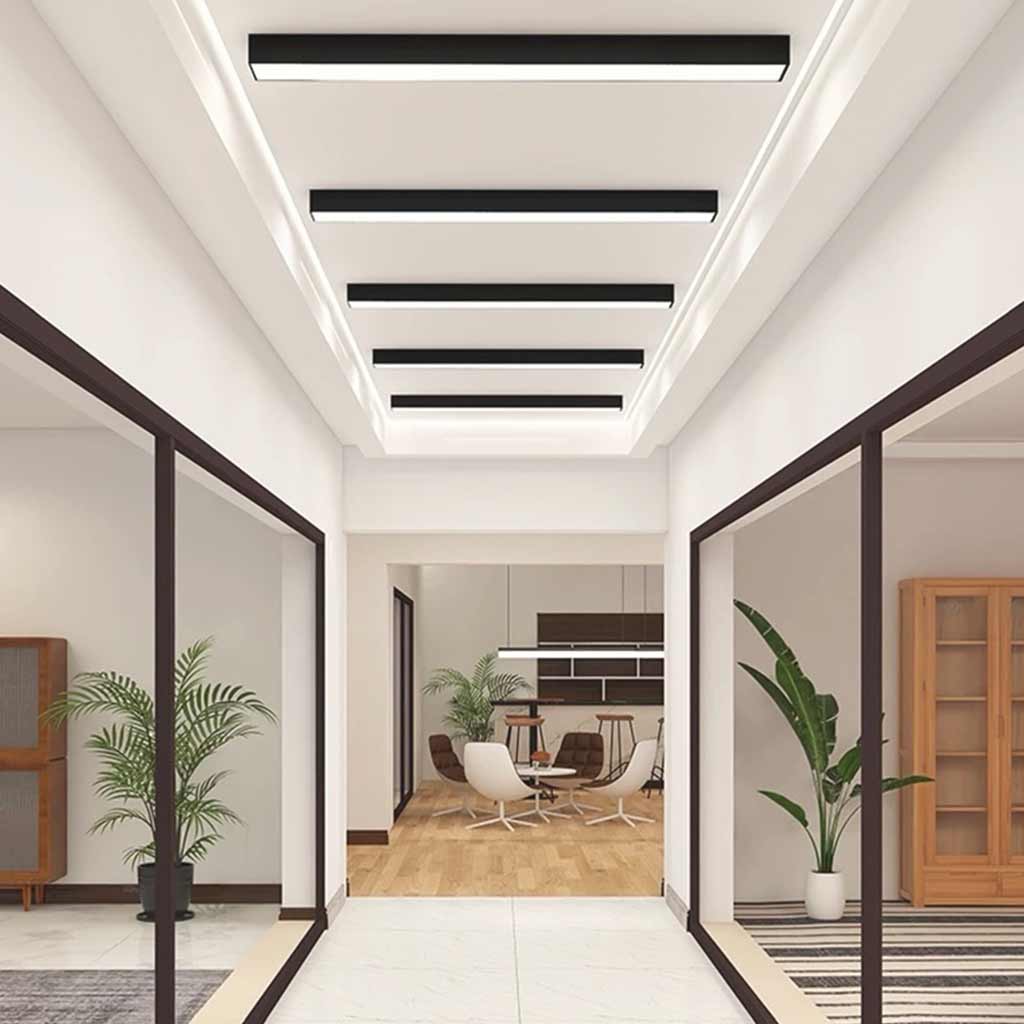 Ceiling Light Modern Linear Flush Mount Office LED, Black/White