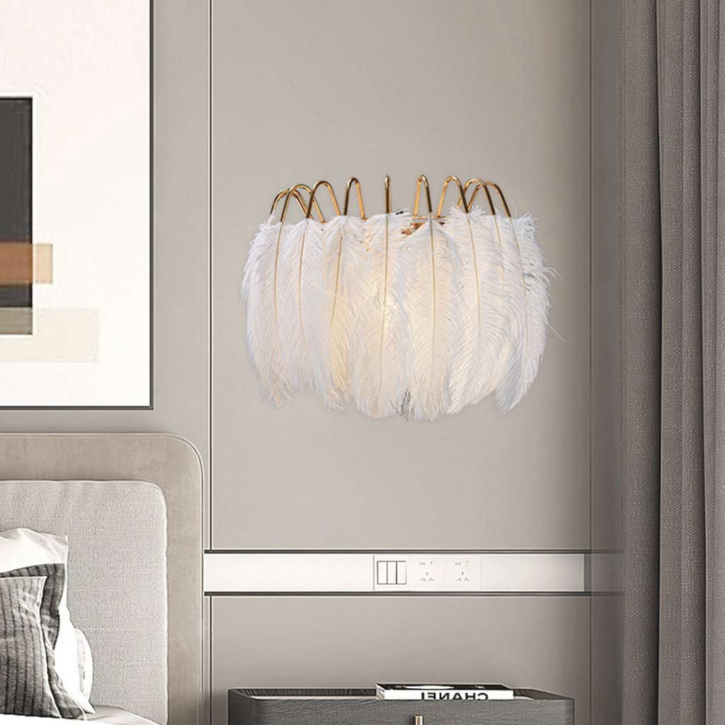 unique ostrich feather wall lamp bedroom