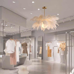 Chandelier Ceiling Light Ostrich Feather, White