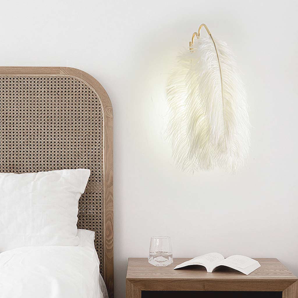 Minimalist Feather Wall Lamp Bedroom