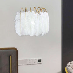 unique ostrich feather table lamp white