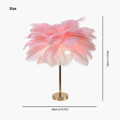 Lampada da tavolo da piuma di struzzo minimalista, 3 colori