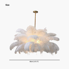 Artistic Ostrich Feather Chandelier Ceiling Light Size