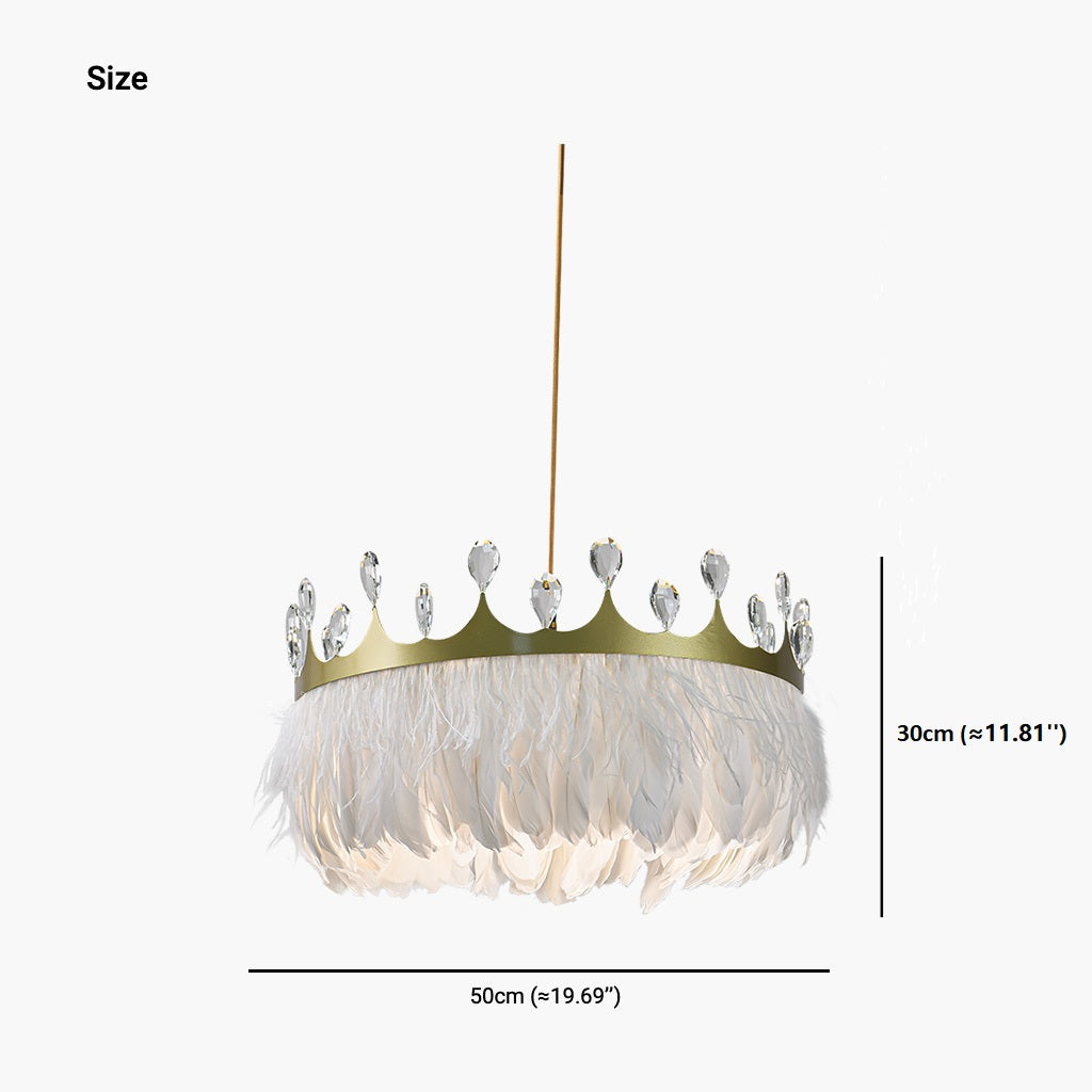 Nordic Crystal Crown Feather Chandelier Size