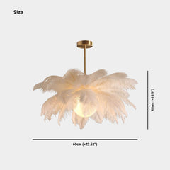 Chandelier Ceiling Light Ostrich Feather, White