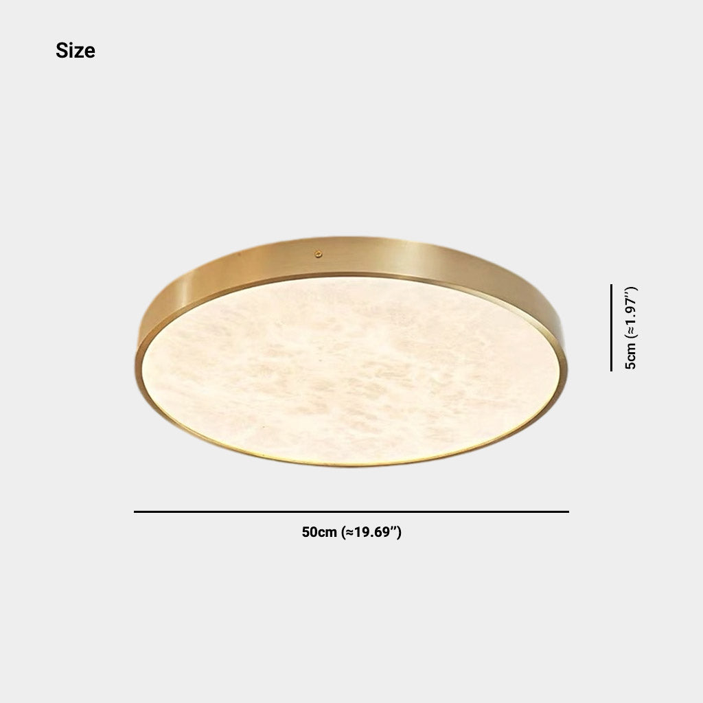Round Brass Alabaster Flush Mount Ceiling Light Size