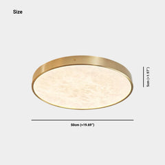 Round Brass Alabaster Flush Mount Ceiling Light Size