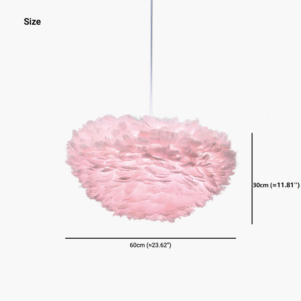 Luxury Goose Feather Globe Pendant Light Size