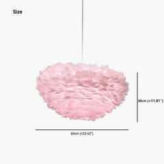 Luxury Goose Feather Globe Pendant Light Size