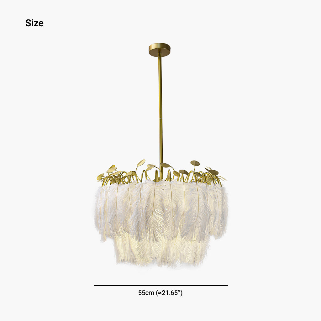 Glamorous Feather Wire Frame Chandelier Ceiling Light Size