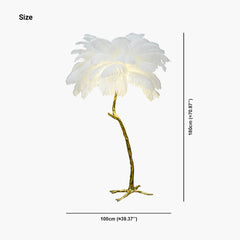 Luxury Ostrich Feather Palm Tree Floor Lamp Size