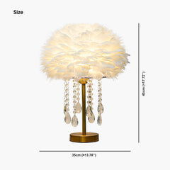Feather Table Lamp with Romantic Crystal Tassels, 3 Colors