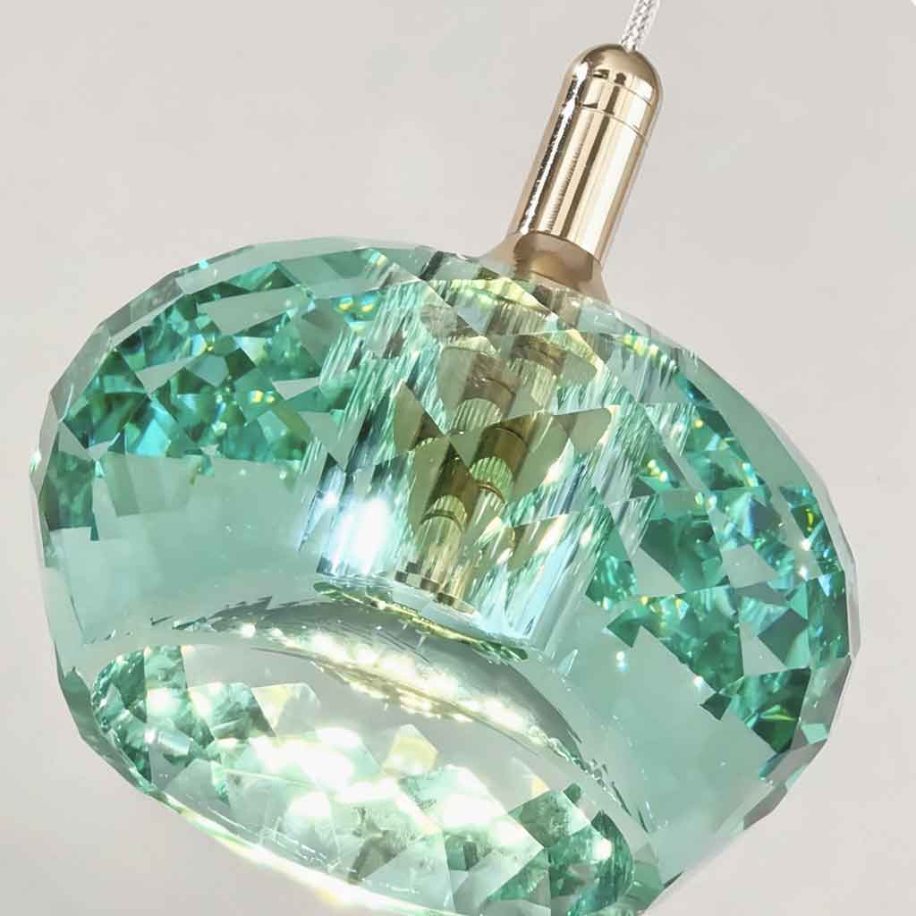 Petit abat-jour suspendu rond en cristal de luxe à LED
