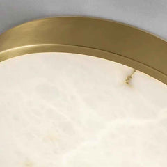 Round Brass Alabaster Flush Mount Ceiling Light Detail