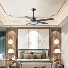 5 Wood Blade Ceiling Fan Light Bedroom