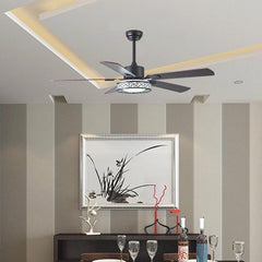 5 Wood Blade Ceiling Fan Light Dining Room
