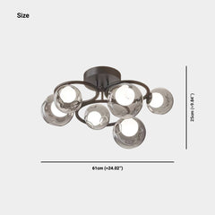 6-Light Bubble Semi-Flush Glas LED-takljus