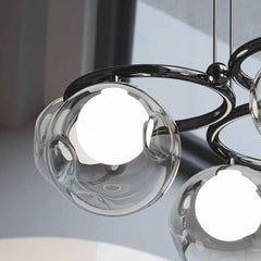 6-lichts gerookte glazen bol hanglamp dimbaar