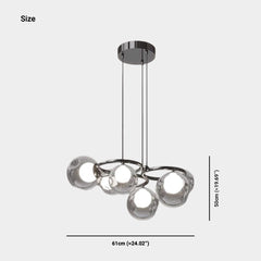 6-lichts gerookte glazen bol hanglamp dimbaar