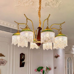 Lustre à pampilles branche française multi-lumières
