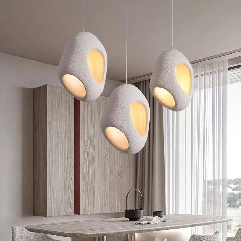 Minimalist Wabi-Sabi Irregular Pendant Light White Dining Room