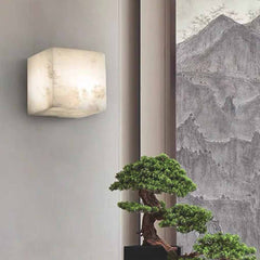 Alabaster Vägglampa Belysning Minimalistisk Kub LED