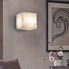 Alabaster Vägglampa Belysning Minimalistisk Kub LED