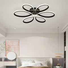 Aluminum Geometric Semi Flush Mount Ceiling Light Bedroom Black