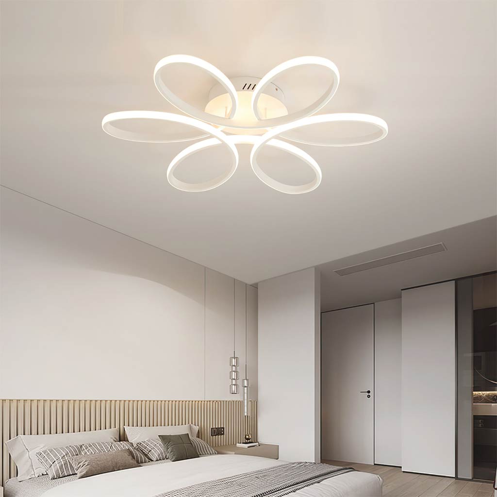 Ceiling Light Chandelier Geometric Semi Flush Mount, Aluminum Dia58cm*H10cm (52W) White