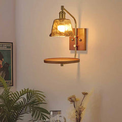 Amber Glass Wall Lamp with Shelf