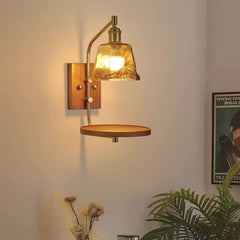 Amber Glass Wall Lamp with Shelf