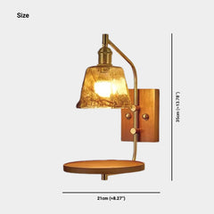 Amber Glass Wall Lamp with Shelf